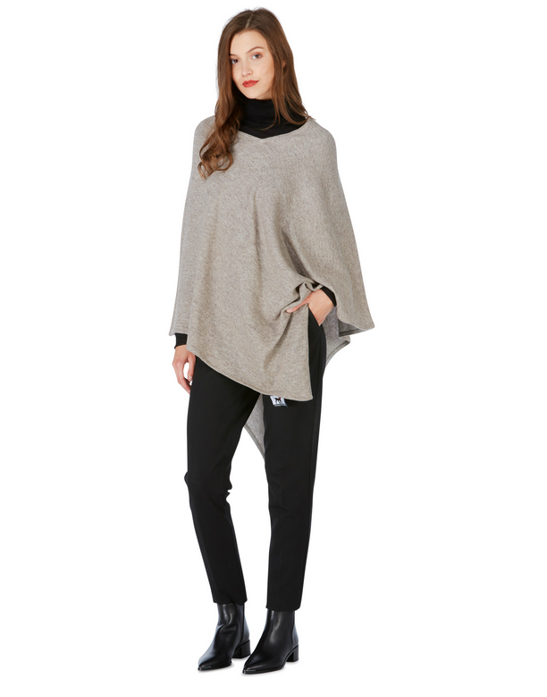 V Neck Poncho Plain Outerwear